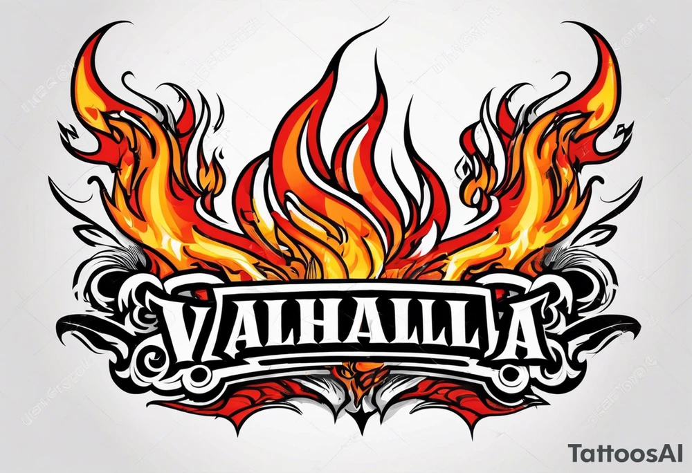 Valhalla on fire flames tattoo idea