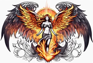 An angel on fire tattoo idea