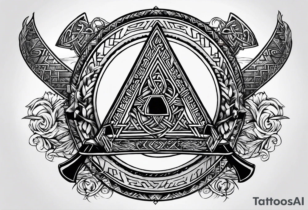Valhalla valknut sword axe shield tattoo idea