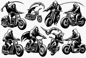 Death reaper riding motorcycle tattoo idea