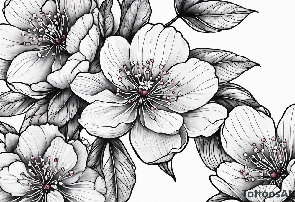 Cherry blossoms around the number 7 tattoo idea