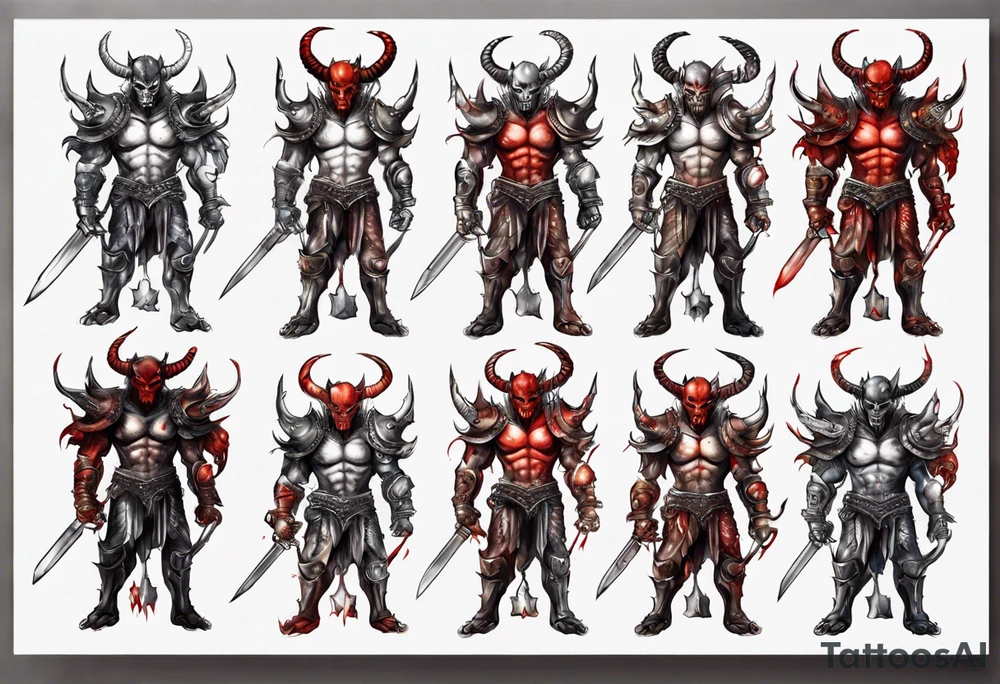 Demon in armor tattoo idea