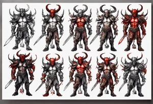 Demon in armor tattoo idea