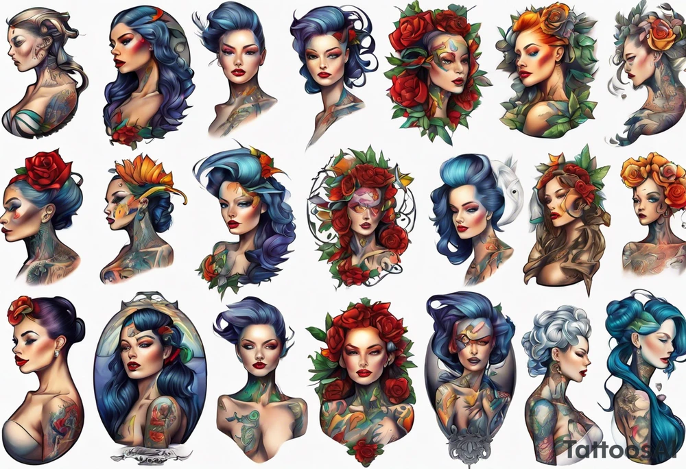 majestic woman tattoo idea