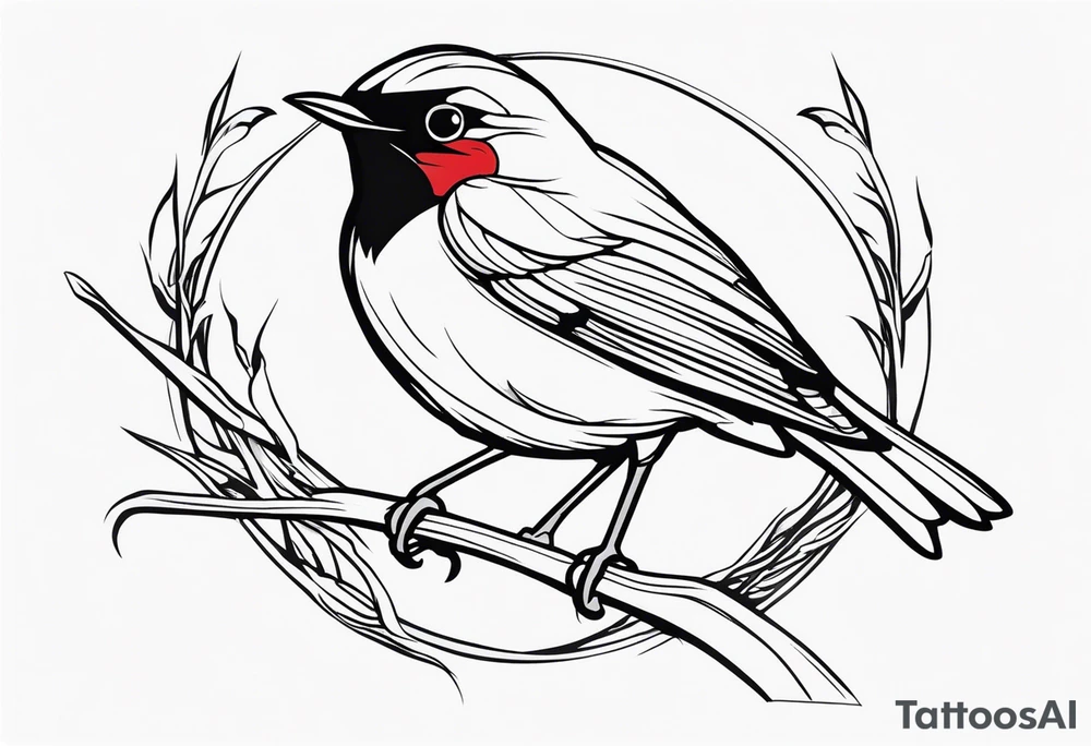 An evil looking red robin tattoo idea