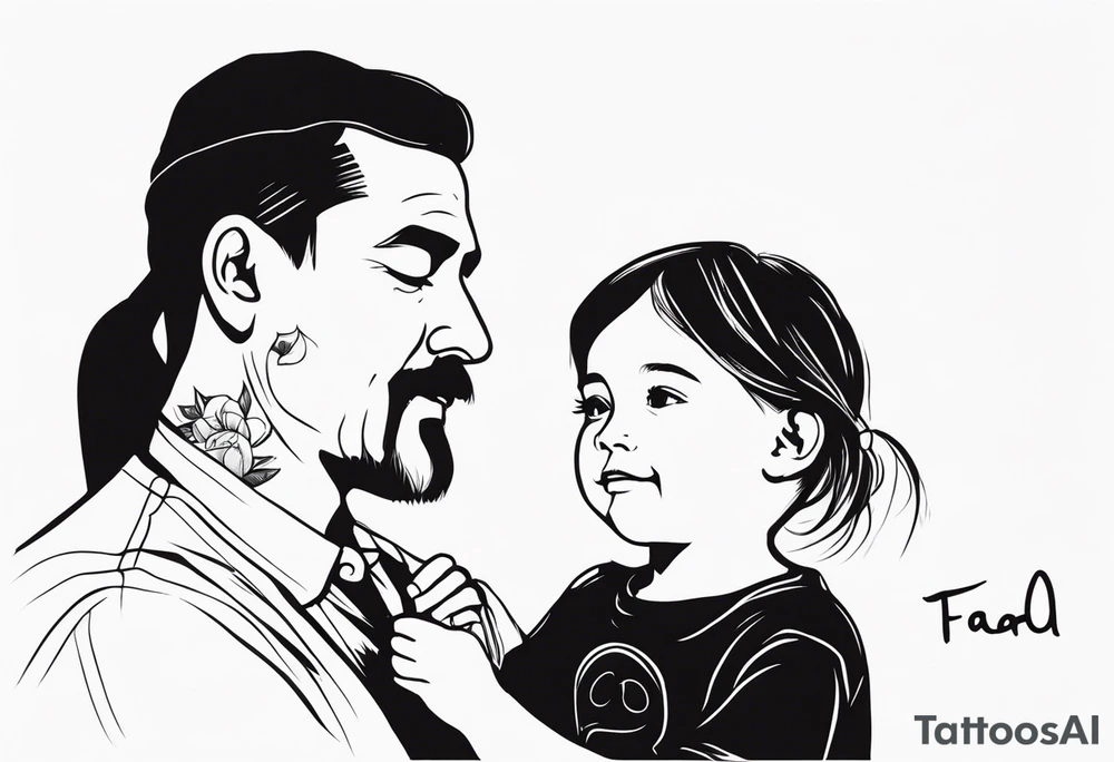 little girl with her dad and the word father tattoo idea