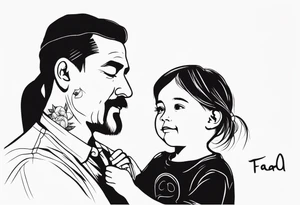 little girl with her dad and the word father tattoo idea