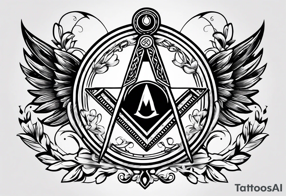 Masonic square and compass on staff of caduceus tattoo idea