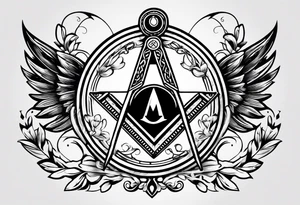 Masonic square and compass on staff of caduceus tattoo idea