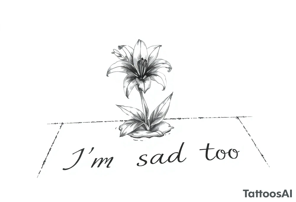 Lily growing out of tile floor with the words I’m sad too written in the grout tattoo idea