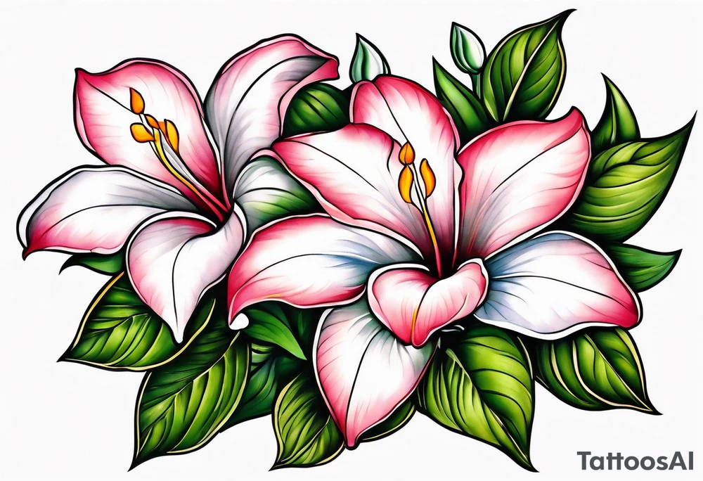 Mandevilla flowers tattoo idea