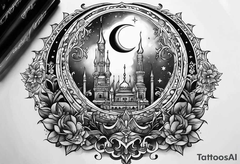 Moon chandelier tattoo idea