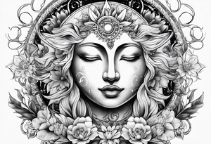 Sun and moon and garden tattoo idea