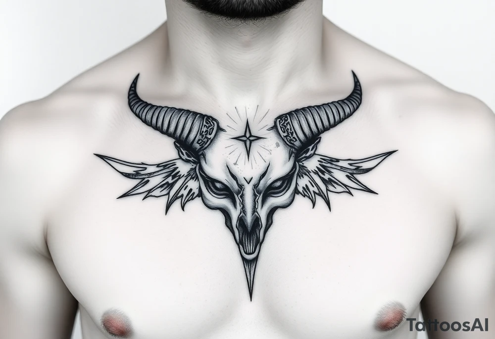 Feminine Tattoo with horns just barley touching collarbone tattoo idea