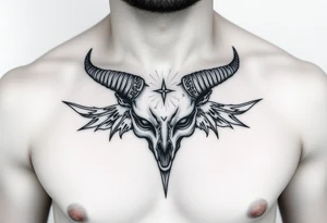 Feminine Tattoo with horns just barley touching collarbone tattoo idea