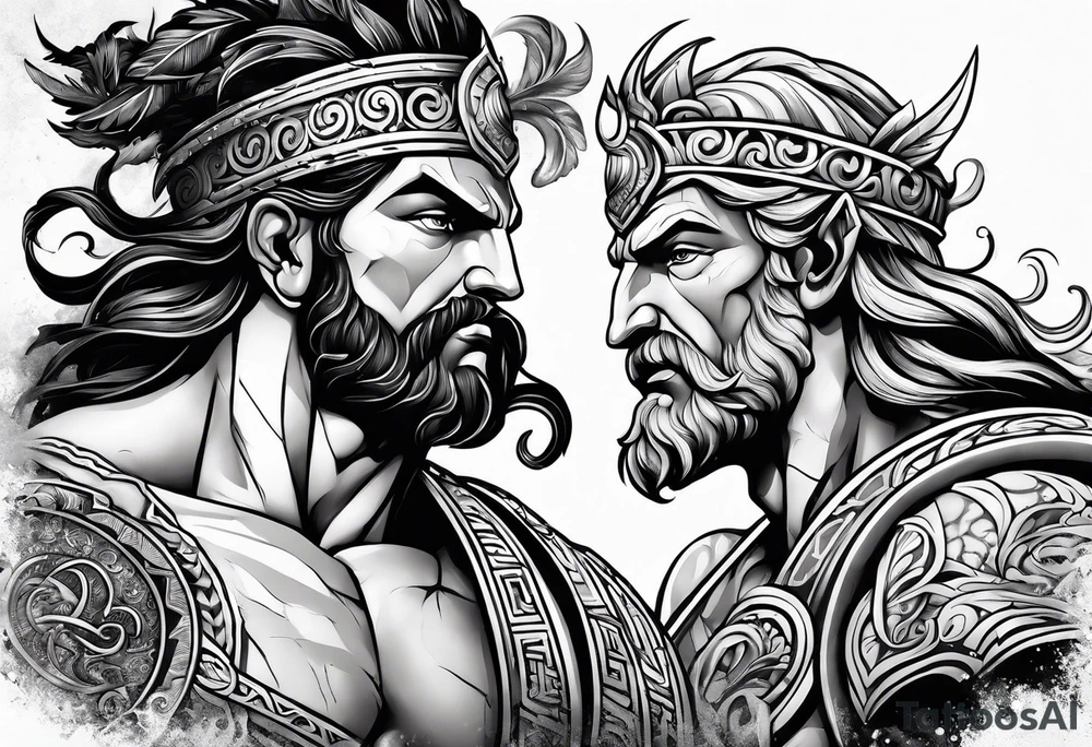 Greek gods fighting tattoo idea