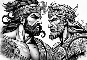 Greek gods fighting tattoo idea