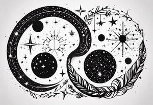 A múltiple constellation small, girly, discrete tattoo combining 3 constellations cáncer, virgo, and scorpio tattoo idea