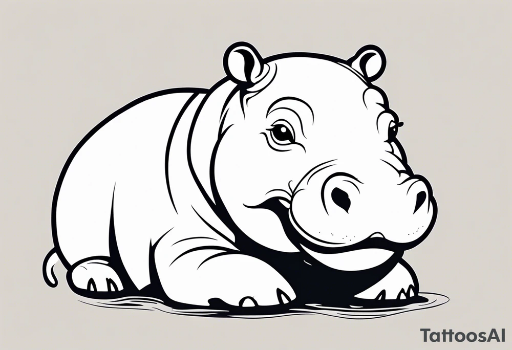 Baby hippo smiling tattoo idea