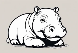 Baby hippo smiling tattoo idea
