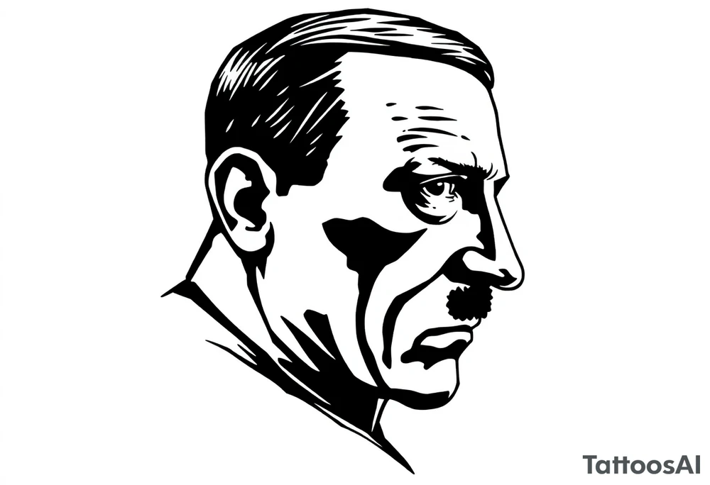 adolf hitler, make it look like a human drew it. tattoo idea