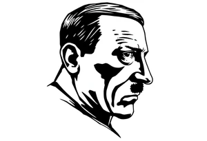 adolf hitler, make it look like a human drew it. tattoo idea