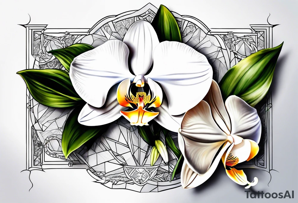 Rhaven and white orchid tattoo idea