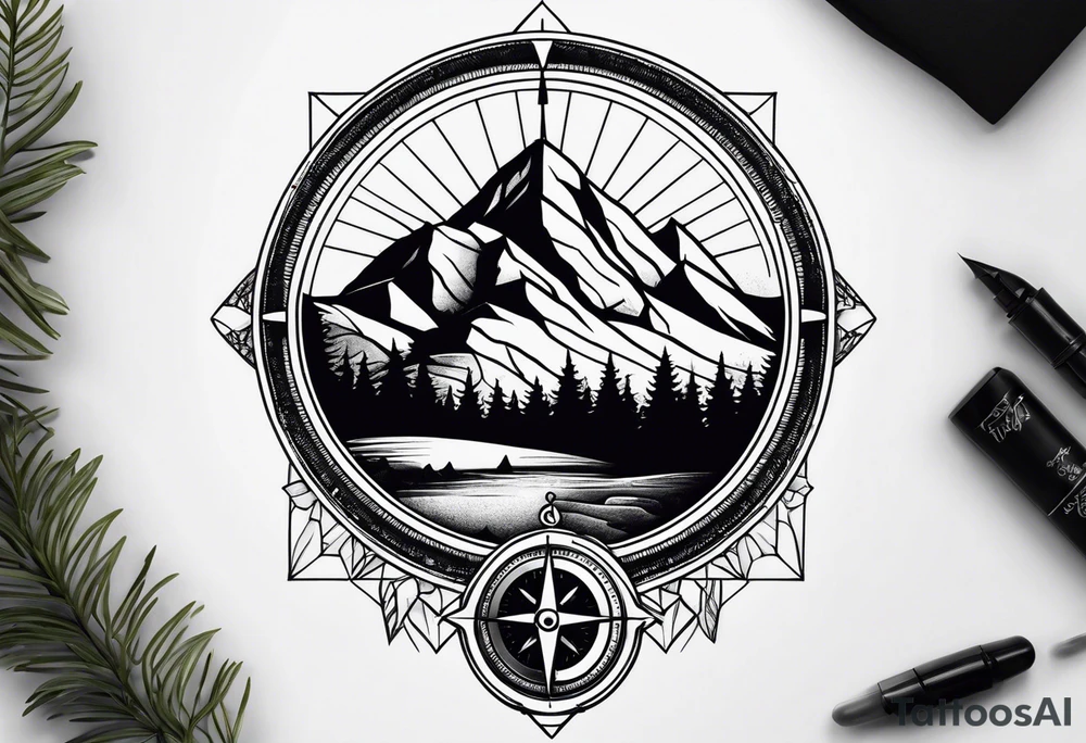 compass with mountains, trees, tavel inspired tattoo idea compass with mountains, trees, tavel inspired tattoo idea