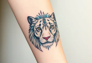 Half lioness face tattoo idea