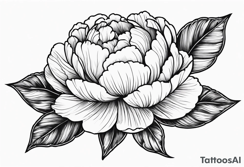 peony with leaves tattoo idea