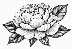 peony with leaves tattoo idea