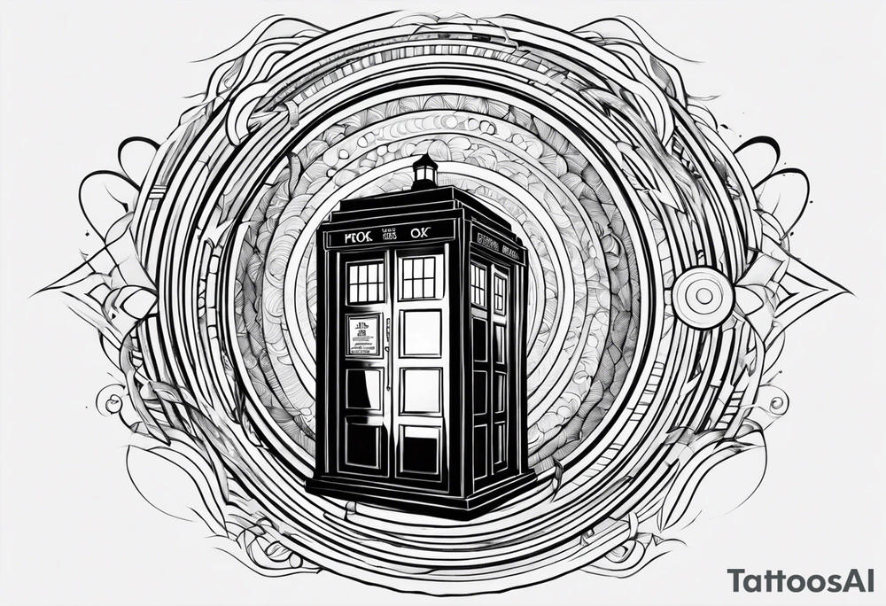 Tardis entering vortex with three gallifrayen circles behind tattoo idea