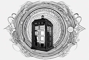 Tardis entering vortex with three gallifrayen circles behind tattoo idea