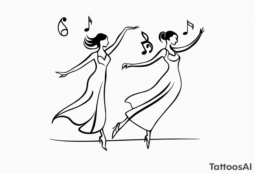 Music notes connecting daughters dancing tattoo idea