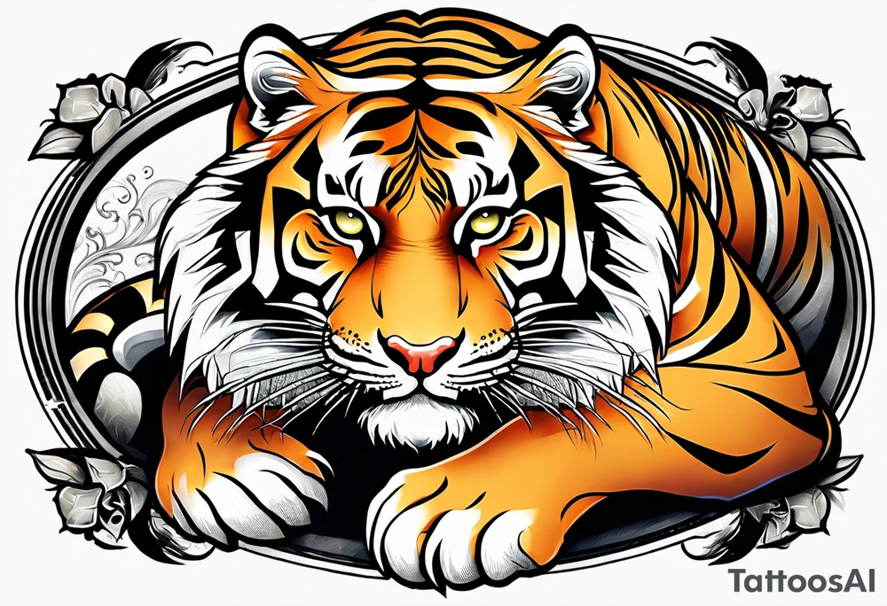 Tiger with the letter C tattoo idea