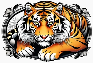 Tiger with the letter C tattoo idea