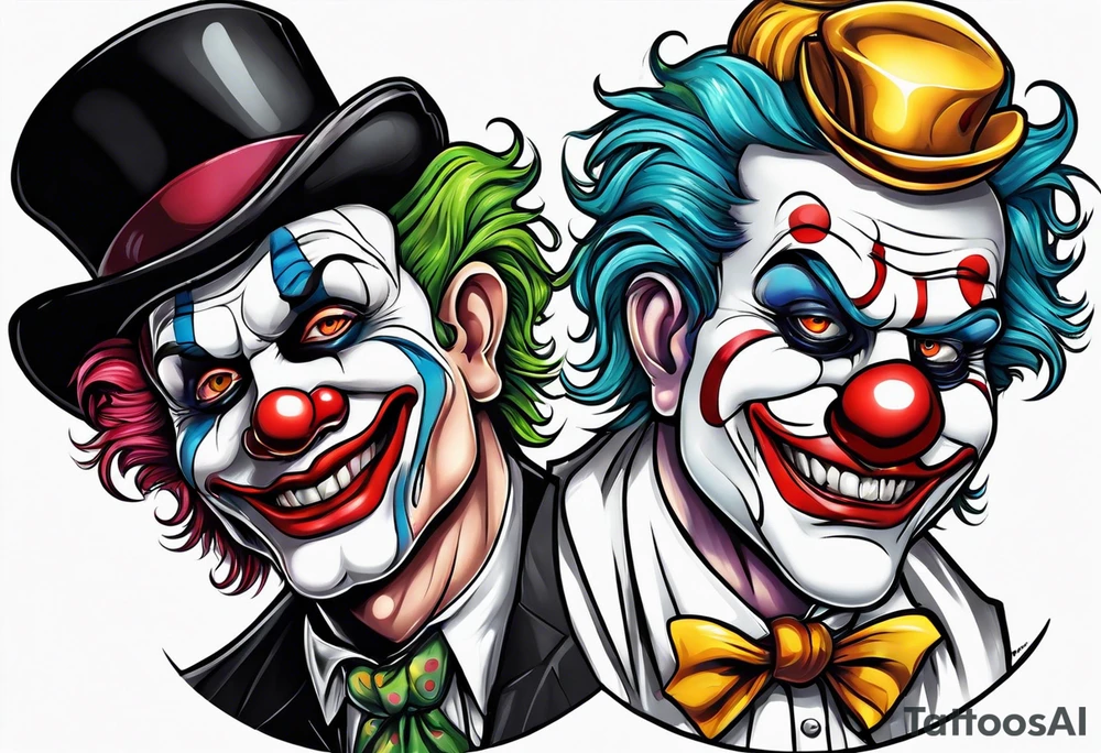 clown two face tattoo idea
