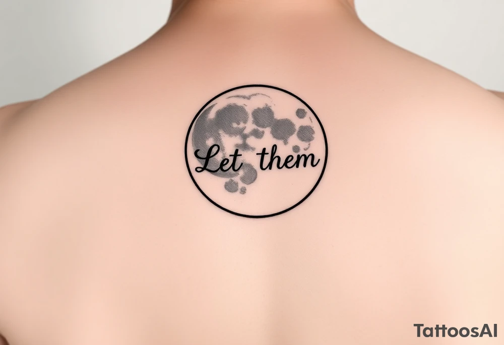 Mystical holistic moon with the text Let Them tattoo idea
