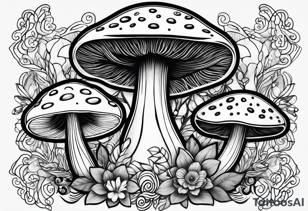 Female mushroom namaste tattoo idea