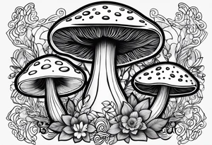 Female mushroom namaste tattoo idea