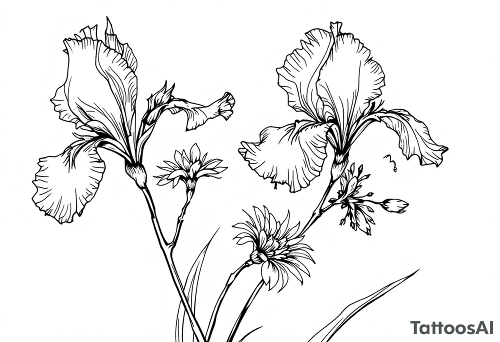 Irises flowers, cherry blossom tattoo idea