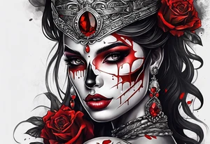 Bloody bandage woman face magic skulls tattoo idea