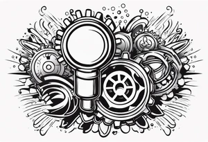 Gear shifting knob and money and fire tattoo idea