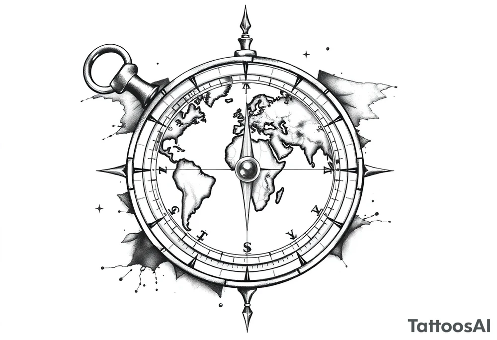 compass with world map tattoo idea