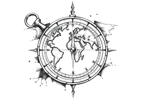 compass with world map tattoo idea