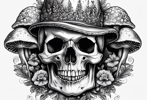 magic mushrooms skull tattoo idea