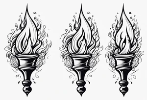 Flaming torch melting into water tattoo idea