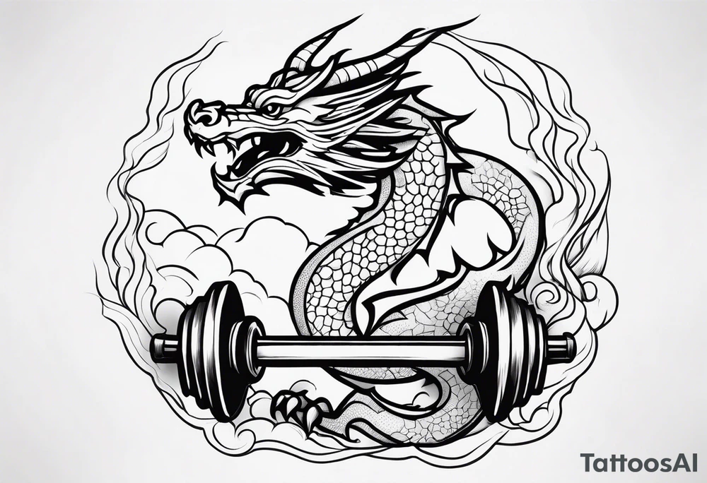 Simple Dragon dumbbell tattoo idea