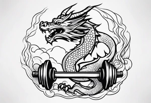 Simple Dragon dumbbell tattoo idea