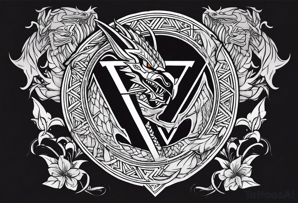 Valhalla sword shield dragon axe Valknut fire tattoo idea Valhalla sword shield dragon axe Valknut fire tattoo idea